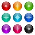Compass icon set, colorful glossy 3d rendering ball buttons in 9 color options for webdesign and mobile applications Royalty Free Stock Photo
