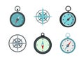 Compass icon set, flat style