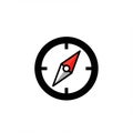 Compass icon with a simple, minimalist design features a circular black border and a Royalty Free Stock Photo