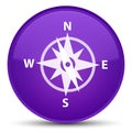 Compass icon special purple round button