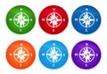 Compass icon super round button set glass design Royalty Free Stock Photo