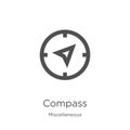 compass icon vector from miscellaneous collection. Thin line compass outline icon vector illustration. Outline, thin line compass Royalty Free Stock Photo