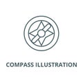 Compass illustration line icon, vector. Compass illustration outline sign, concept symbol, flat illustration Royalty Free Stock Photo
