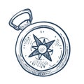 Compass isolated sketch marine navigation nautical equipment Royalty Free Stock Photo