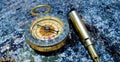 Compass and key ring in the form of a spyglass