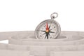 Compass and Labyrinth isolated on white background. 3D illustration