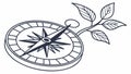 Compass on Leaf, Eco-Navigation, Green Journey, Direction, vector design Generative AI Royalty Free Stock Photo