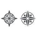 Compass line and glyph icon, navigator