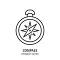 Compass line icon. Navigation vector symbol. Tourism sign. Editable stroke