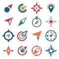 Compass Logo Symbol Icon to Find and Locate Direction Set Royalty Free Stock Photo