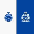 Compass, Love, Heart, Wedding Line and Glyph Solid icon Blue banner Line and Glyph Solid icon Blue banner Royalty Free Stock Photo