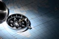 Compass On Map Royalty Free Stock Photo