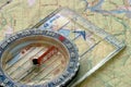 Compass and Map Royalty Free Stock Photo