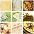 Compass and map collage Royalty Free Stock Photo
