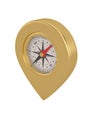 Compass map pin isolated on white background. 3D illustration Royalty Free Stock Photo