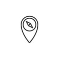 Compass on map pointer outline icon Royalty Free Stock Photo