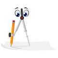 Compass Mascot with Pencil drawing a circle Royalty Free Stock Photo