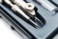 Compass and mechanical pencil set for drawing and drafting activities Royalty Free Stock Photo