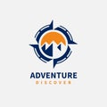 Compass Mountain Adventure Discover Logo Design Royalty Free Stock Photo