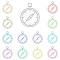 Compass multi color icon. Simple thin line, outline  of summer icons for ui and ux, website or mobile application Royalty Free Stock Photo