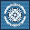 compass nautical gray emblem in blue sea background