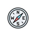 Vector compass, navigation flat color line icon.