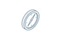 Compass, navigation isometric icon. 3d line art technical drawing. Editable stroke vector