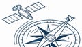 Compass navigation tool icon, depicting direction finding and travel guidance symbol vector design Generative AI