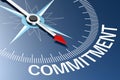 Compass needle pointing to commitment word
