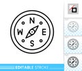 Compass north travel simple thin line vector icon