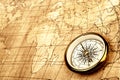 Compass on old map. Royalty Free Stock Photo