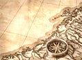 Compass on old map Royalty Free Stock Photo