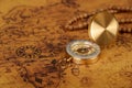 Compass on old map - Explore the world-travel concept Royalty Free Stock Photo