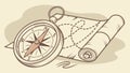 Compass on Old Map, Guiding Exploration and Discovery, vector design Generative AI Royalty Free Stock Photo