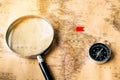 Compass on old map Royalty Free Stock Photo