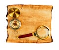 Compass on old textured paper Royalty Free Stock Photo