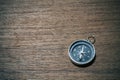 Compass on old wood background with space for text,vintage tone. Royalty Free Stock Photo