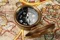 Compass & old world map Royalty Free Stock Photo