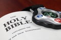 Compass on open Bible Royalty Free Stock Photo