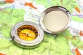 Compass over the map Royalty Free Stock Photo