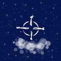 Compass, parts of the world, north, south, west, east, tourism, travel, world. Banner, illustration with dark blue color