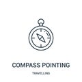 compass pointing icon vector from travelling collection. Thin line compass pointing outline icon vector illustration. Linear