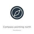 Compass pointing north icon vector. Trendy flat compass pointing north icon from miscellaneous collection isolated on white Royalty Free Stock Photo