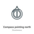 Compass pointing north outline vector icon. Thin line black compass pointing north icon, flat vector simple element illustration Royalty Free Stock Photo