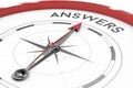 Compass pointing to answers Royalty Free Stock Photo
