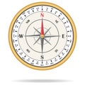 Compass, realistic golden compass isolated on white background. Vector illustration Royalty Free Stock Photo