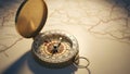 Compass resting on map Royalty Free Stock Photo