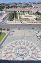 View of Rose Compass from top, at the Monument of Discoveries, Lisbon, Portugal