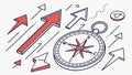 Compass rose and arrows, direction symbols, navigation, travel, guide vector design Generative AI Royalty Free Stock Photo