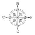 Compass rose with cardinal points. Hand drawn sketch